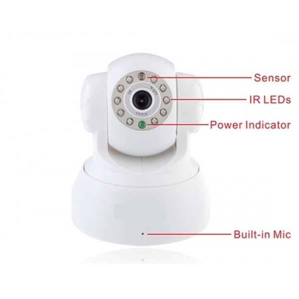 JPT3815W 1/4" CMOS Sensor MJPEG Series PT Indoor IP Camera with Built-in Microphone and Speaker (White)