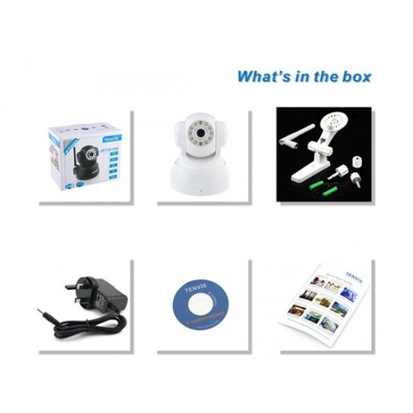 JPT3815W 1/4" CMOS Sensor MJPEG Series PT Indoor IP Camera with Built-in Microphone and Speaker (White)