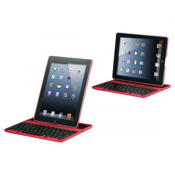 ABS Plastic 360 Degree Rotation Bluetooth Keyboard & Protective Case with Stand for iPad 2/3/4 (Red)
