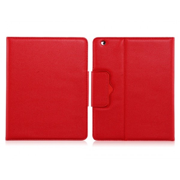 Faux Leather Flip Case with Built-in Bluetooth Keyboard for iPad 2/3/4 (Red)