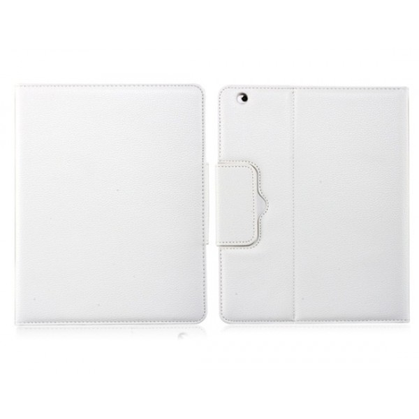 Faux Leather Flip Case with Built-in Bluetooth Keyboard for iPad 2/3/4 (White)