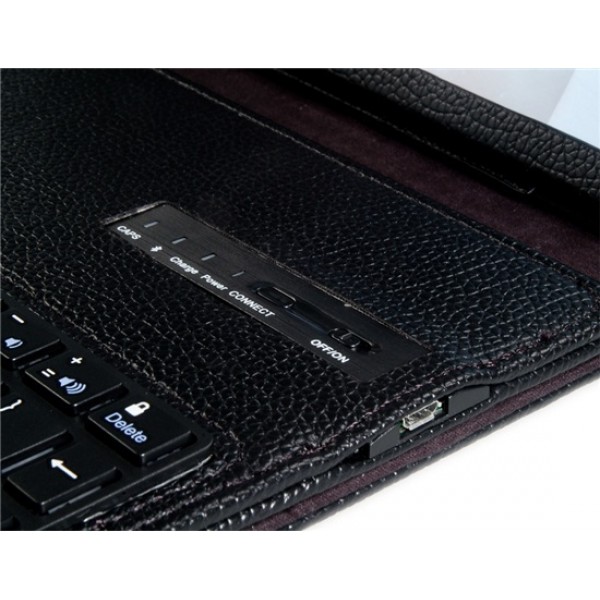 Faux Leather Flip Case with Built-in Bluetooth Keyboard for iPad Air (Black)