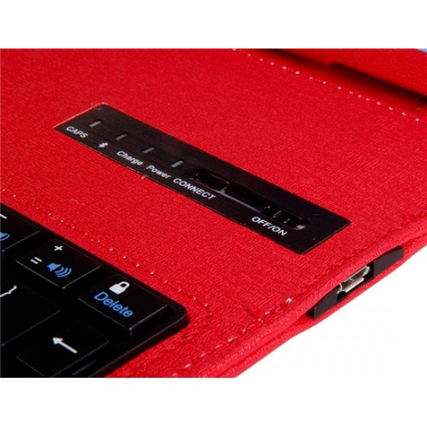 Oracle Pattern Faux Leather Flip Case with Built-in Bluetooth Keyboard for iPad Air (Red)