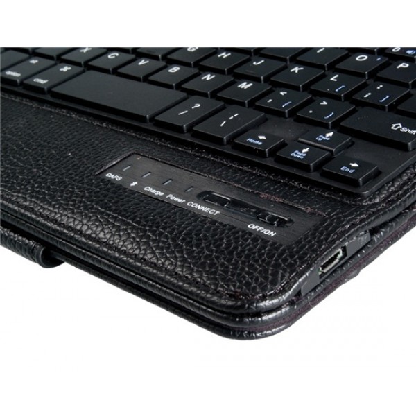 Faux Leather Flip Case with Built-in Bluetooth Keyboard for iPad Mini 3/2/1 (Black)